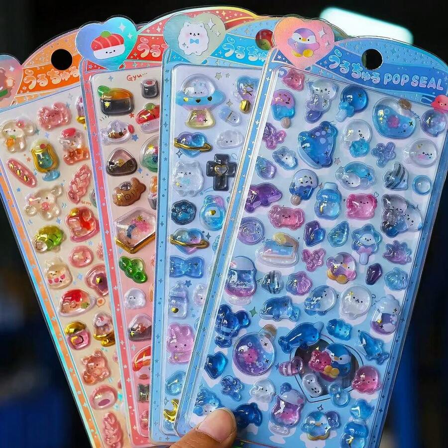 Pegatinas de gotas de agua de dibujos animados lindos para decoración de cuadernos de estudiantes, pegatinas para fundas de teléfono, regalo de juguete de recompensa para estudiantes - color - Ver 1