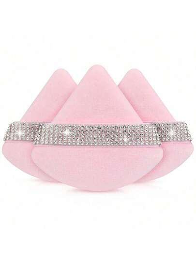 3pcs/6pcs/8pcs Triangle Flocked Makeup Sponges, Soft & Fluffy Texture, Suitable For Face & Body Powder Puff, Mixed Set