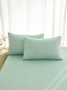 两件套薄荷绿条纹爱心图案枕套，适用于床上用品 - 淡綠 - 查看 5