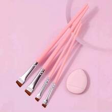 5pcs Upgraded Eye Makeup Brush Set, Including Ultra-Thin & Angled Eyeliner Brush And Eyebrow Brush, Precise Detail Makeup Brushes, Eyeshadow Brush, Brush Set, Gift For Home Use, Makeup Enthusiasts, Makeup Studio - Multicolor - View 3