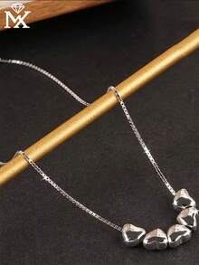 SYMFNY 925 Silver Plain Heart Bracelet, Cute & Versatile Design, Women's Valentine's Day Gift, Fashionable Jewelry For Daily, Party, Vacation - Silver - View 2