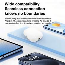 真无线耳机 - 兼容苹果和安卓系统，内置麦克风，防汗设计，电池续航时间长达 24 小时 - 白色，耳机 > 无线，Airbuds，耳塞，头戴式耳机 - 查看 3