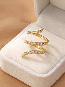 1 pieza Anillo elegante y de moda con cristal y strass - Multicolor - Ver 2