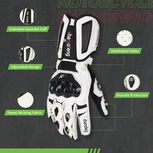 A Pair Of Long Motorcycle Gloves For Racing, Touchscreen Gloves, Winter Off-Road Protective Racing Gloves, Available In M, L, XL Sizes, In Black And White, Suitable For All Seasons - 白色 - 查看 3
