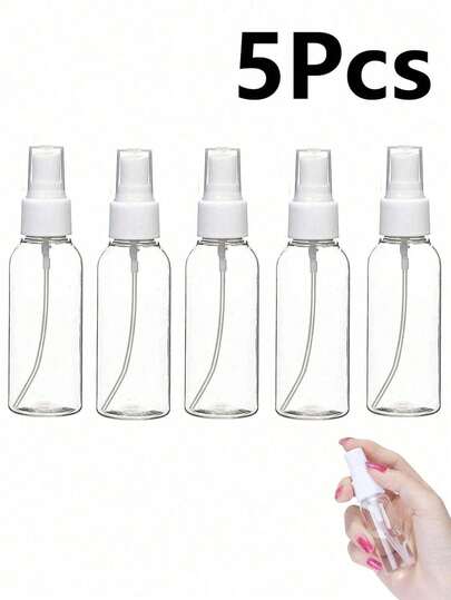 5pcs Plastic Spray Bottles, Disinfection, Travel, Portable, Independent Bottle Body, Facial Makeup, Hydration, Refillable Cosmetic & Perfume Spray Bottle, Transparent PET Mini Sprayer, Portable Travel Makeup Accessory