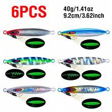 6Pcs Luminous Jig Lure Fast Sinking Jigging Long Casting Lure 40G-200G Metal Bait With Sharp Hooks For Sea Fishing ﻿ - Multicolor - View 17