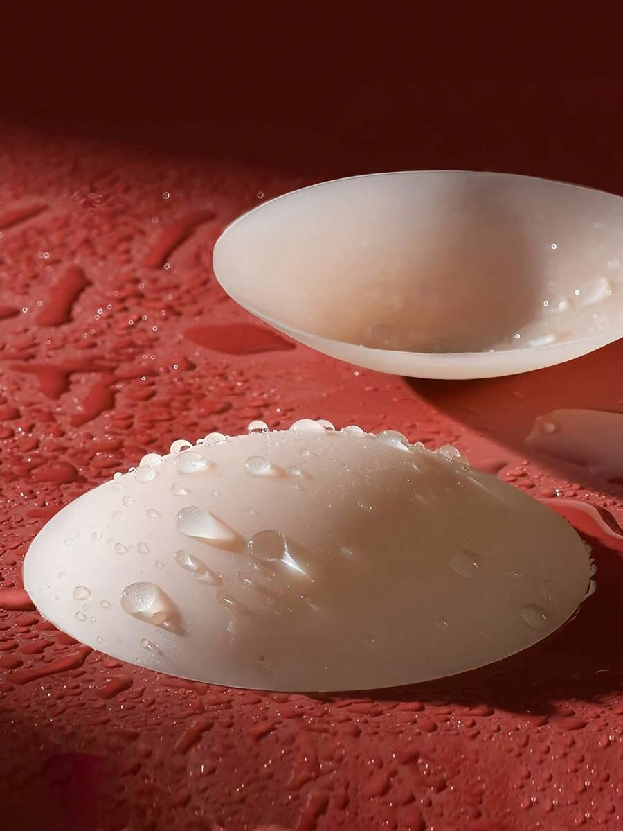 1/3对可重复使用的硅胶隐形乳贴，女性自粘式乳贴 - 杏色 - 查看 1