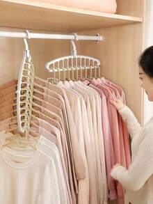 1pc Multifunctional Clothes Hanger, Foldable Clothes Rack Organizer, Multipurpose Non-Slip Plastic Portable Hanging Wardrobe Storage System, Non-Slip Folding Drying Rack With 11 Holes, Suitable For Dorm And Home Use, Bedroom, Storage Rack, Home Organization - Multicolor - View 4