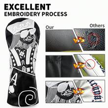 Multicolor White Playing Card Embroidered Golf Club Head Cover, Made Of Durable Synthetic Material To Protect Clubs, Fashionable Golf Accessory - Light Grey - View 3