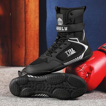 Zapatos de lucha profesional para hombres, zapatos de boxeo de combate de caña alta, zapatos de entrenamiento para artes marciales, Muay Thai, fitness, kickboxing