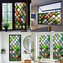 1/2 piezas Película estática esmerilada para ventanas, calcomanía de vidrio manchado con onda de diamante de colores retro, material de PVC removible y resistente al agua, adecuado para baños, cocinas, puertas de vidrio de salas de estar, protección de privacidad - Multicolor - Ver 6