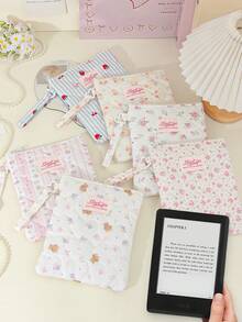 1个花卉图案6英寸/6.8英寸/7英寸电子阅读器保护套，适用于Kindle Paperwhite 2024 1/2/3/4/5/6电子书阅读器，可作收纳袋，学生礼物，适合学校/假期/旅行使用 - 彩色 - 查看 1