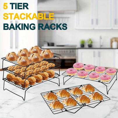Stainless Steel Cooling Rack Set - Non-Stick, Stackable And Oven- For Baking, Roasting And Cooking - Easy To Clean, Durable Kitchen Essential