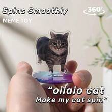 1pc Oiiaio Cat Meme 360° Rotating Stand, Funny Cat Desktop Stress Relief Toy - Multicolor - View 5