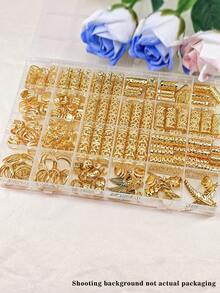 250pcs Turquoise Wing Shaped Hair Scrunchies - Elegant Alloy Wing Design Hair Clips, Bohemian Style Adjustable Hair Accessories For Girl Braids And Hairstyles - Gold - View 4