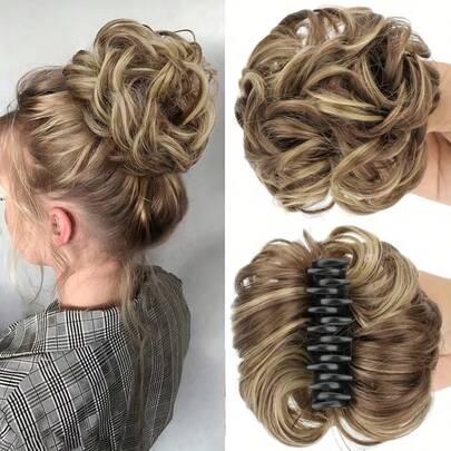 卷发发圈发髻假发夹，欧美风，纤维材质，蓬松，现货