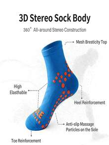 男士运动袜一双，鞋底采用减震颗粒设计，防滑，适合跑步、篮球、健身、慢跑等运动，中筒袜 - 彩色 - 查看 2
