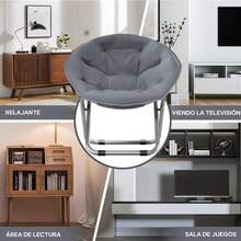 AVEDISTANTE Folding Living Room Chairs, Large Saucer Chair, 76 CM * 52 CM, Folding Single Armchair, Suitable For Outdoor And Indoor Use, Garden, Camping, Living Room Or Bedroom - Navy Blue - 灰色 - 查看 7