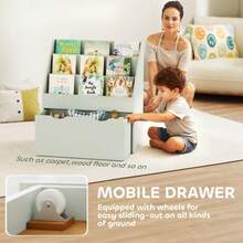 Bookcase For With Shelves Drawer Bookcase For Bedroom Playroom Green - Green - View 7