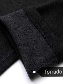 Men's Thermal Flannel Tights With Front Button, Lined, Warm, Footless, Winter - Black - View 4