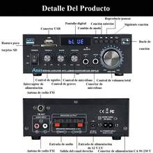 Amplificador de Audio Potencia Bluetooth 5.0, 2 Canales 40 W,Amplificador Estereos Casa y Auto(Max 600w),Hi-Fi Integrado12v/5a,Con Entrada Micrófono,Apoyo Mp3/Usb/Sd/Fm - por defecto - Ver 3