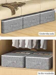 1pc Thick Foldable Storage Bag, Large Capacity Underbed Storage Bag, Utilize Wardrobe Space, Seasonal Clothes Storage Bag, Transparent Window For Easy Viewing, Waterproof & Dustproof Reinforced Handle, Suitable For Home & Dorm Organization - Beige - View 5