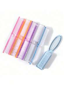 3/5/10/20支装透明灰色长柄指甲刷，塑料指甲清洁刷，美甲工具，用于清洁指甲、脚趾和手指 - 彩色 - 查看 7