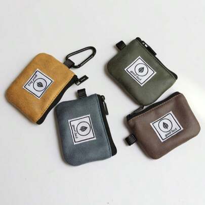 迷你零钱包，旅行必备 - 纯色，圆形，轻便拉链包，可收纳耳机、口红、信用卡 - 多功能迷你钥匙卡包、耳机收纳袋、USB数据线整理器、耳机配件、存储卡袋、迷你钱包、零钱钥匙包，时尚小巧钱包，适合女士日常携带，可存放硬币和小物件