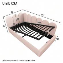 Upholstered Daybed 90x200 Cm, Sofa Bed With Hydraulic Storage, Children's Bed With Metal Slatted Base, Pink Velvet, Without Mattress - Pink - View 2