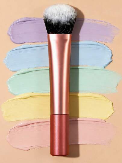  YZIMENG 1pc Angled Foundation Brush, Soft Nylon Bristles Suitable For All Skin Types, Powder, Blush And Eyeshadow Application. This Portable Beauty Tool Set Is Perfect For Makeup Professionals, Y2K Elegant Makeup Parties, Beach Trips, Camping, School, Festivals, Cosmetic Gift Sets, Ideal Gifts For Mothers And Girlfriends, Promotional Gifts, Professional Makeup Brushes, Complete Makeup Kit