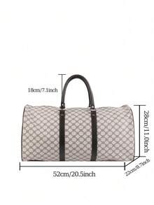 Borsa da viaggio casual-chic, elegante, orientata al business, in pelle PU stampata con cerniera, manici di trasporto doppi con tracolle regolabili, ottima come regalo. - Avorio - Visualizzare 11