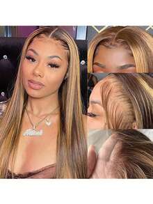 200% Ultra High Density Sleek Straight Wig - 13x6 13x4 HD Lace Front Virgin Human Blended Hair, Pre-Plucked Glueless Frontal Wig For Women, Ultra Full Silky Style & Natural Look, No Glue & Ready To Wear - SP4/27 - View 9