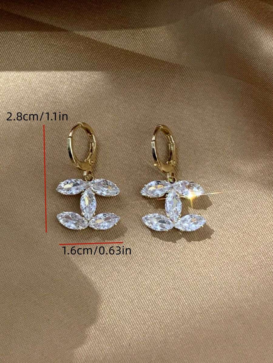 1 Đôi bông tai mặt dây chuyền CC đính đá sang trọng, tối giản, thời trang, phù hợp cho nữ giới đeo hàng ngày (Đi kèm hộp chống oxy hóa)