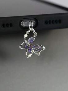 Accesorio de teléfono con colgante de lazo de mariposa, decorado con diamantes y perlas, regalo de primavera - Multicolor - Ver 7