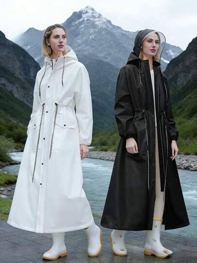 High Quality Thick Waterproof Windproof Rain Jacket, Multifunctional Rain Poncho For Women, Suitable For Outdoor Activities, Cycling, Travel, Hiking