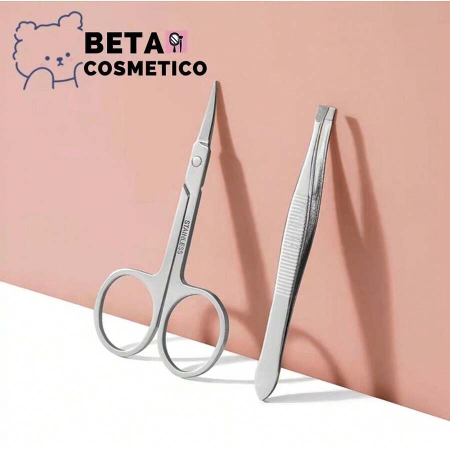 Pinça De Sobrancelha Mais Uma Mini Tesoura De Aço Inoxidável - Visão 1