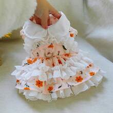 1件宠物服装，狗狗/猫咪服装，贵宾犬、泰迪犬、小型犬/幼犬休闲时尚可爱舒适春季茶会连衣裙 - 金盏花色 - 彩色 - 查看 9