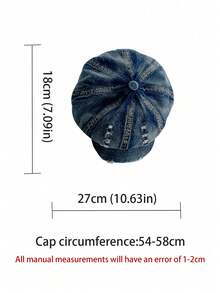 复古牛仔报童帽，贝雷帽，大号八角帽，设计师款，百搭，修脸，艺术家帽，水洗做旧报童帽，休闲装，文艺风，小众复古做旧报童帽 - 彩色 - 查看 6