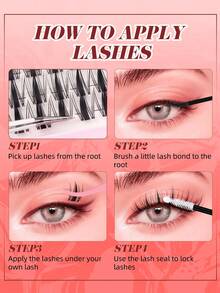 120pcs Cartoon Cluster Eyelashes Set, Spiky Cluster Eyelash Extension Set, Anime Style Eyelash Extension Kit, Suitable For DIY At Home, 10-14mm Cluster Eyelash Set Includes Adhesive, Sealant, Waterproof Agent And Tweezers - Multicolor - View 8
