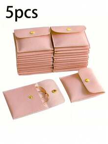 1/5/10 piezas Bolsas de joyería de piel sintética con cierre a presión - Bolsas de regalo de lujo para aretes, collares, pulseras y anillos - Perfectas para almacenamiento y combinación, bolsas de terciopelo cuadradas con cierre a presión, bolsas de joyería de terciopelo, bolsas de regalo de tela, bolsas de embalaje de regalo de collar y pulsera de caramelo, regalo del Día de San Valentín - Multicolor - Ver 9