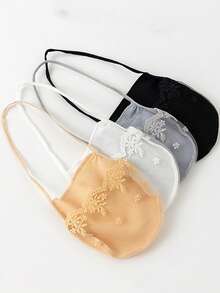 chuanwa（2） 1/5/10 Pairs Women's Transparent Lace Embroidered Low-Cut Forefoot Invisible Liner Socks, Soft Breathable Casual Boat Socks - Multicolor - View 6