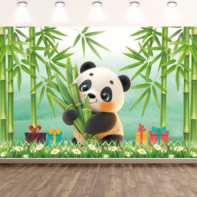 1 Panda Background Banner - Reusable Studio Wall Decoration, Suitable For Live Streaming, Parties, Birthdays, Anniversaries, Indoor And Outdoor Use - Polyester Material For Room, Garden, Courtyard Decoration, Panda Room Decoration. Various Styles And Sizes Are Available For Selection.