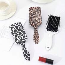 1 chiếc lược chải tóc hình chữ nhật in họa tiết da báo! Họa tiết động vật bò, báo, ngựa vằn, rắn, lược massage chống tĩnh điện thời trang, được thiết kế để massage tóc, phù hợp cho học sinh. - Nhiều màu - Xem 2