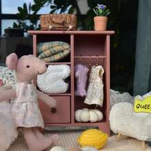 1:12 比例迷你木製娃娃屋衣櫃，迷你家具－迷你臥室家具，附 3 個掛衣桿與抽屜的衣櫃－娃娃屋家具，玩具屋裝飾，模型屋飾品，迷你場景展示櫃，BJD/OB11 場景展示飾品，多功能木製櫃，3D 木製櫃（多色可選），聖誕節、情人節、週年紀念、生日、開學季、新年及其他節日禮物 - 衣櫃 - 查看 10
