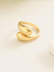 1 pieza Anillo abierto de diseño único y exagerado con arco, adecuado para el uso diario de las mujeres - Dorado - Ver 6