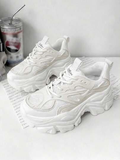 Zapatillas deportivas para mujer, zapatillas con plataforma cómodas y elegantes, Zapatillas sencillas con cordones, zapatillas con cuña para mujer, zapatillas deportivas con cuña para mujer, zapatillas deportivas de tacón alto a la moda, calzado cómodo y casual, zapatillas deportivas con cuña para mujer, calzado deportivo para mujer, calzado deportivo cómodo y moderno con suela gruesa, calzado deportivo para mujer al aire libre calzado deportivo casual, calzado de moda ligero, transpirable, antideslizante, de suela gruesa,Adecuado para ganar altura y correr, zapatillas de deporte con cuña, zapatillas de tacón alto a la moda para mujer, zapatos informales cómodos