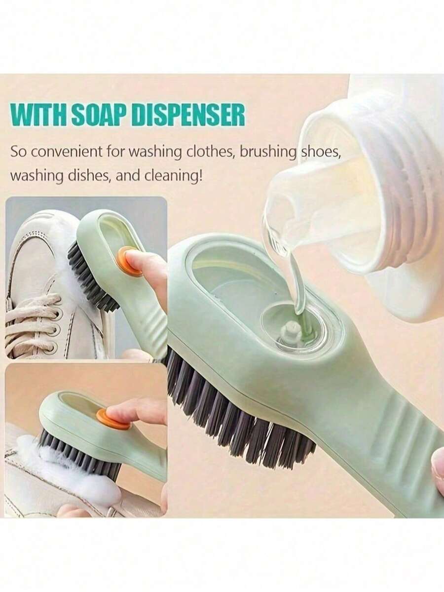 1 chiếc, bàn chải vệ sinh đa năng có thể tái sử dụng, thích hợp cho giày dép, phòng giặt và các bề mặt gia dụng, máy giặt cầm tay, thích hợp cho phòng tắm, nhà vệ sinh, tường và các vật dụng, dụng cụ vệ sinh. - Bàn chải làm sạch dạng lỏng - Xem 1