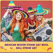 1pc Mexican Straw Hat, Independence Day Festival Hat, Large Wide-Brimmed Hat, Fabric Hat, Party Headwear - Multicolor - View 5