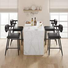 Respaldo de cuero negro - Juego de 4 piezas