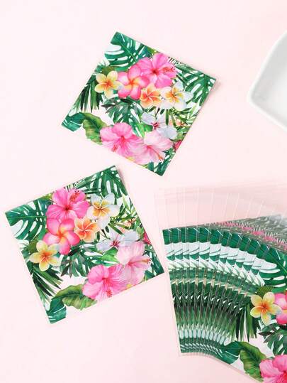 100 قطعة أكياس هدايا بأزهار هاواي ذاتية الإغلاق، أكياس تغليف هدايا بنمط أوراق النخيل والزهور الاستوائية لحفلات هاواي وأعياد الميلاد وحفلات الزفاف وحفلات الاستحمام، إكسسوارات وديكورات مناسبة للمطبخ والحفلات الصيفية